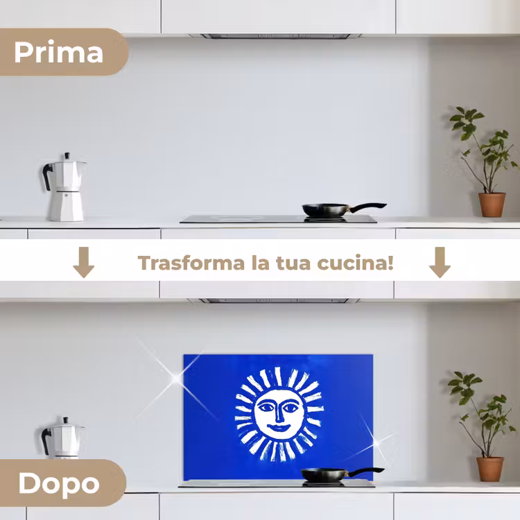 Paraschizzi cucina - Sole - Viso - Struttura a pennello - Blu — 7