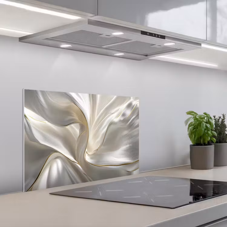 Paraschizzi cucina - Tessuto - Pieghe - Oro — 1