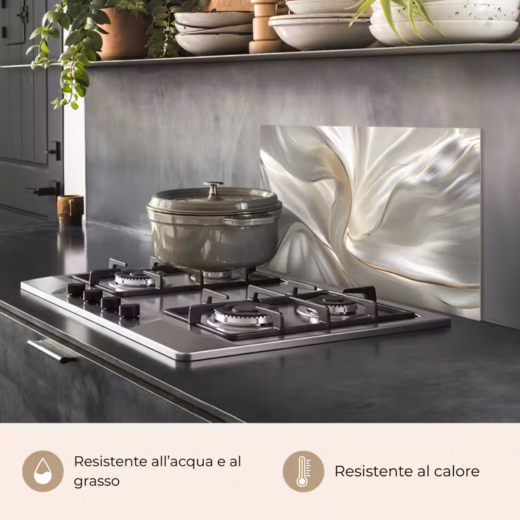 Paraschizzi cucina - Tessuto - Pieghe - Oro — 2