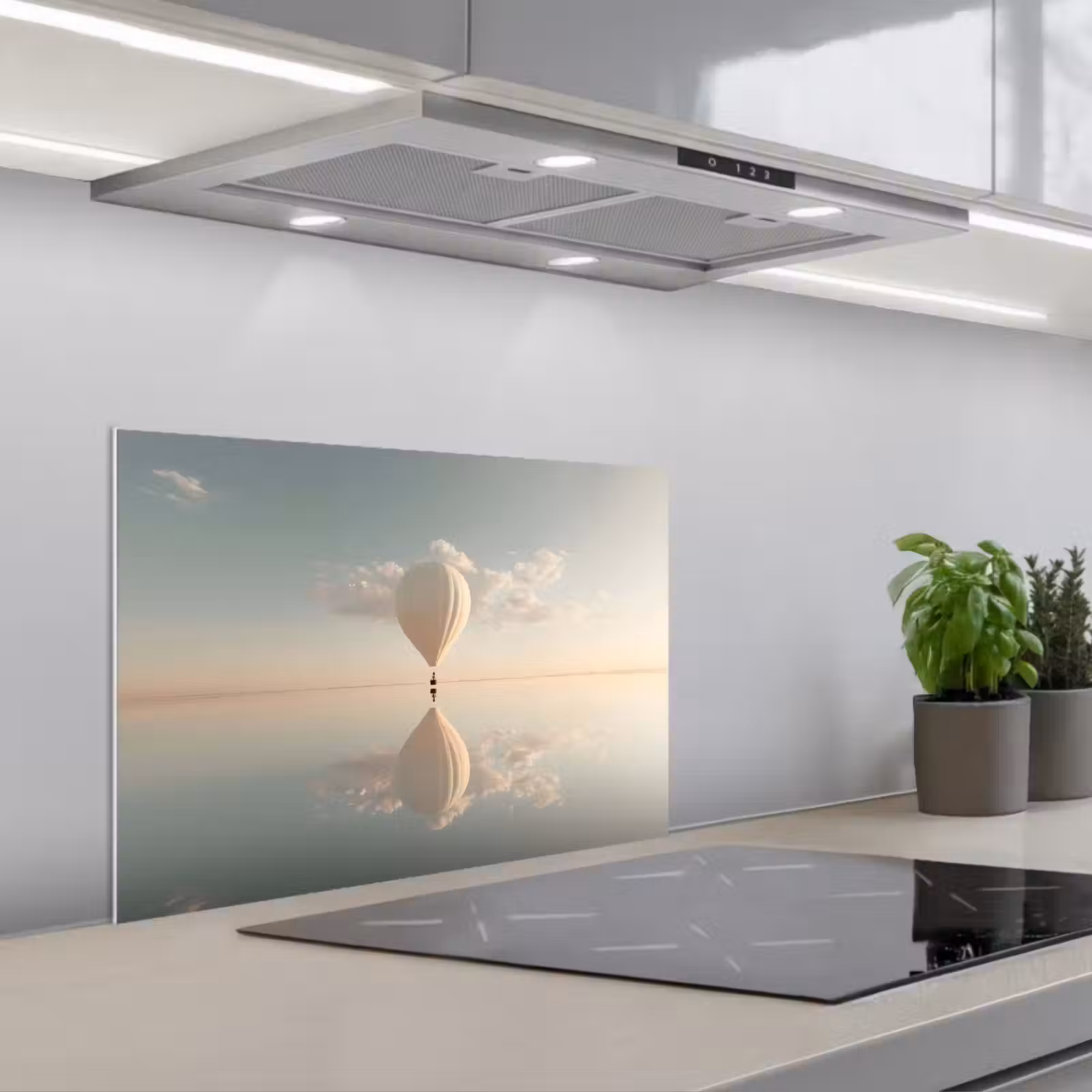 Paraschizzi cucina - Mongolfiera - Nuvole - Acqua - Blu — 1