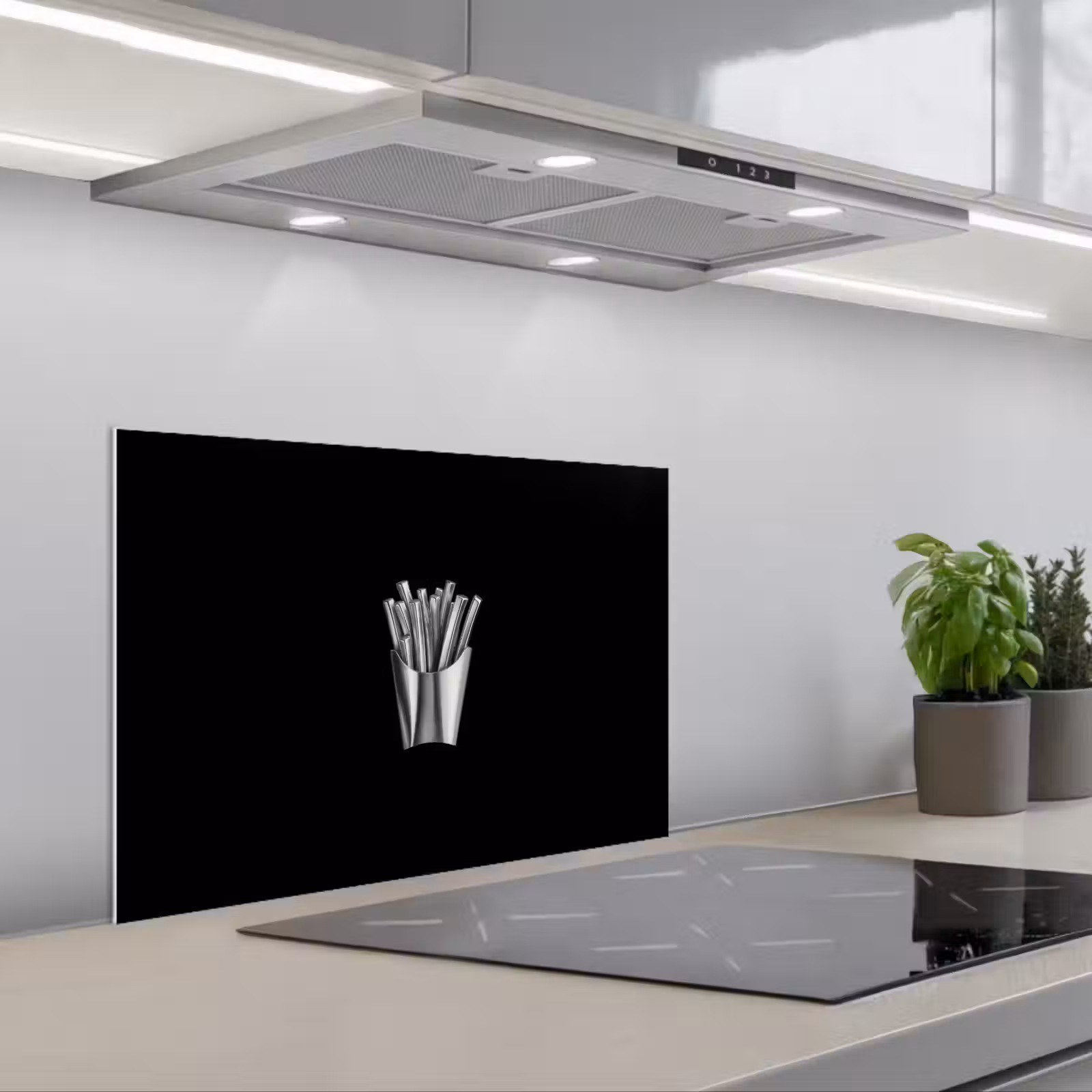 Paraschizzi cucina - Patatine fritte - Futuristico - Argento — 1
