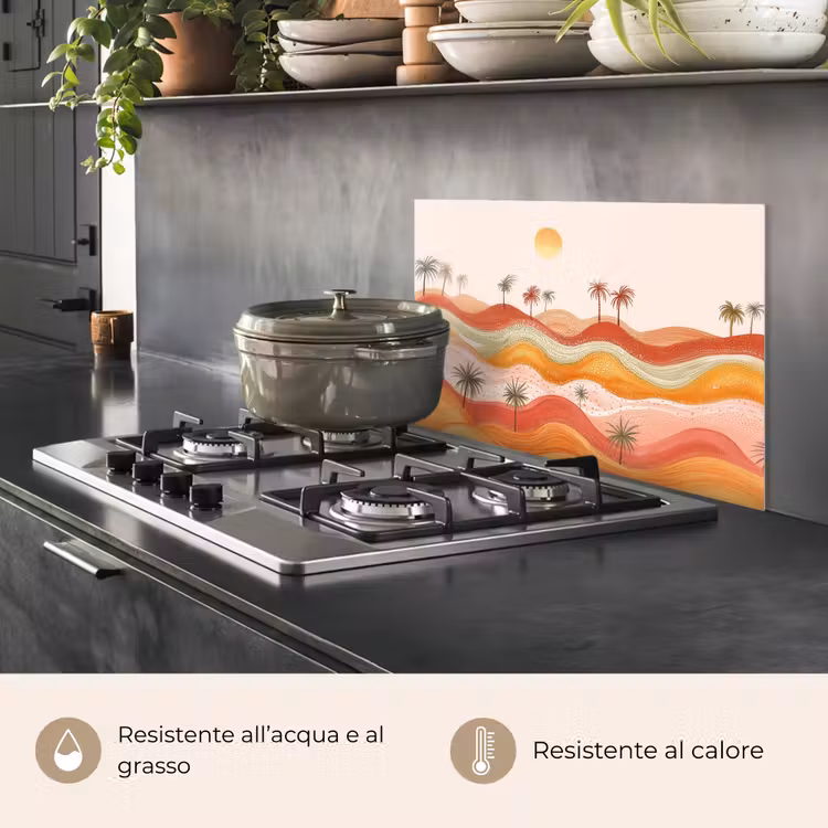 Paraschizzi cucina - Paesaggio astratto - Palme - Colorato — 2