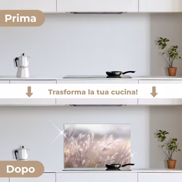 Paraschizzi cucina - Pennacchi d'erba - Vento - Beige - Nebbia — 7