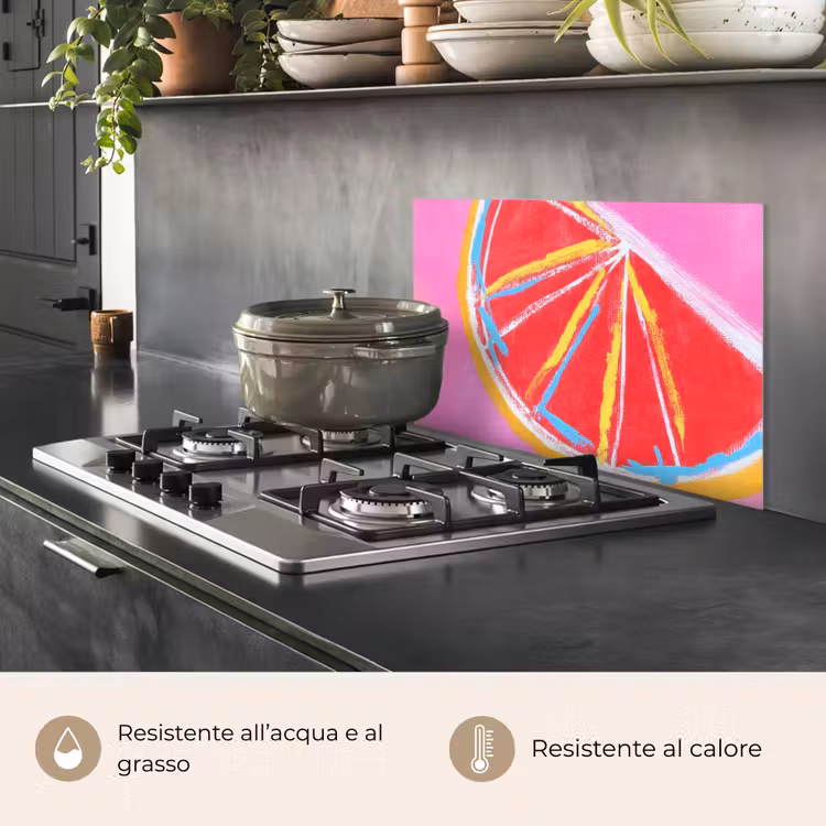 Paraschizzi cucina - Pompelmo - Dipinto - Rosa - Righe — 2