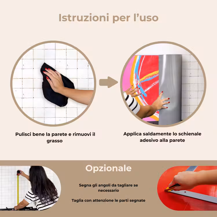 Paraschizzi cucina - Pompelmo - Dipinto - Rosa - Righe — 6