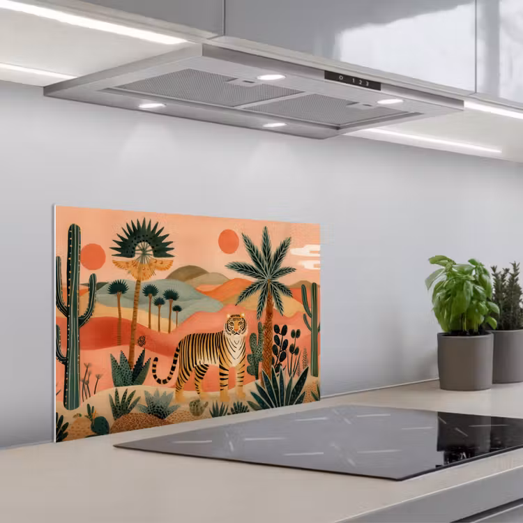 Paraschizzi cucina - Tigre - Colorato - Palme - Cactus — 1