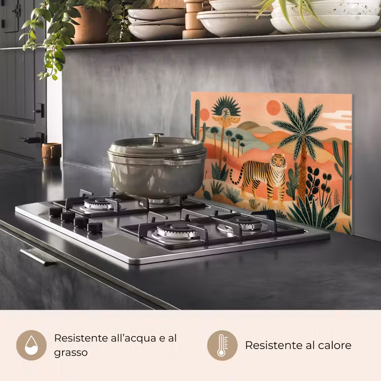 Paraschizzi cucina - Tigre - Colorato - Palme - Cactus — 2