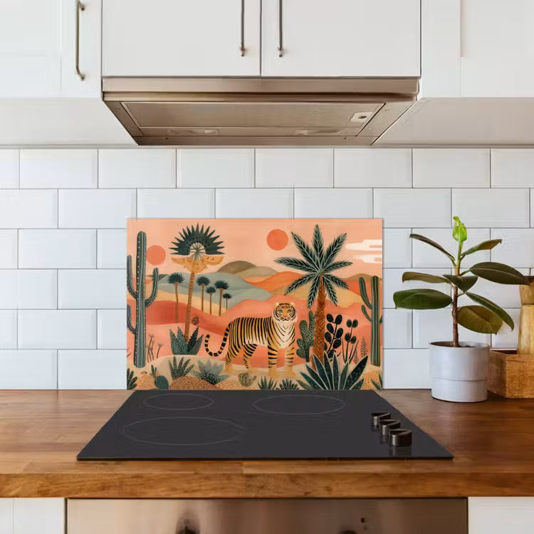 Paraschizzi cucina - Tigre - Colorato - Palme - Cactus — 3
