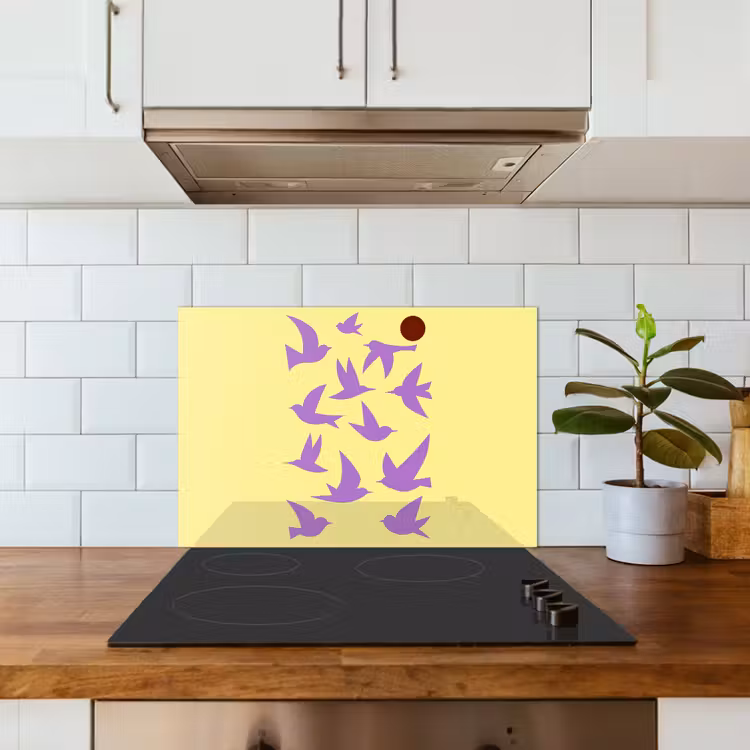 Paraschizzi cucina - Uccelli - Cerchio - Giallo - Movimento — 3