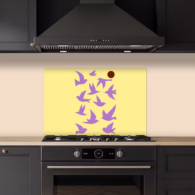 Paraschizzi cucina - Uccelli - Cerchio - Giallo - Movimento — 5