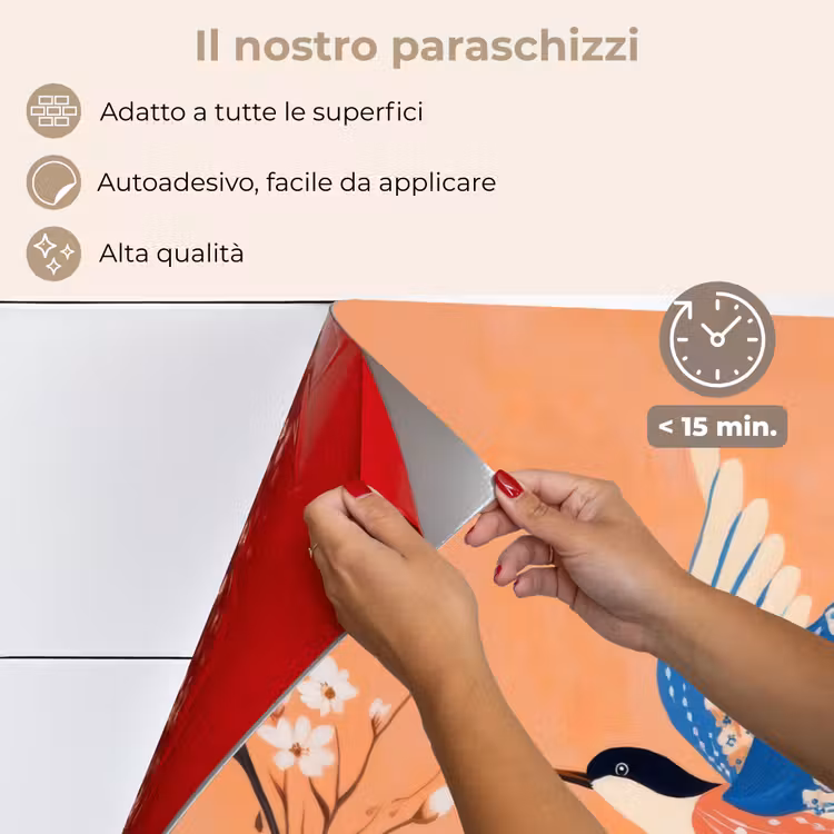 Paraschizzi cucina - Uccello - Rami in fiore - Caldo - Colorato — 4