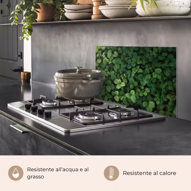 Paraschizzi cucina - Verde - Foglia - Frastagliato - Luce solare — 2