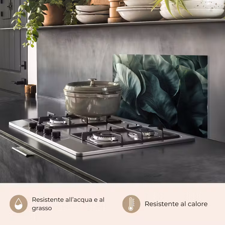 Paraschizzi cucina - Verde - Foglie - Lisce - Venature — 2