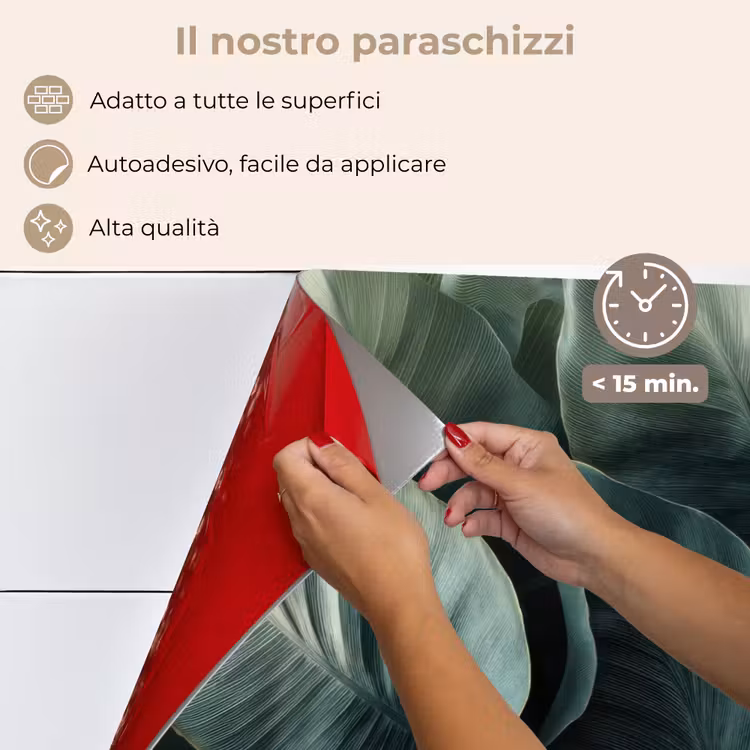 Paraschizzi cucina - Verde - Foglie - Lisce - Venature — 4