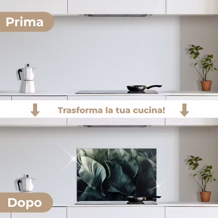 Paraschizzi cucina - Verde - Foglie - Lisce - Venature — 7