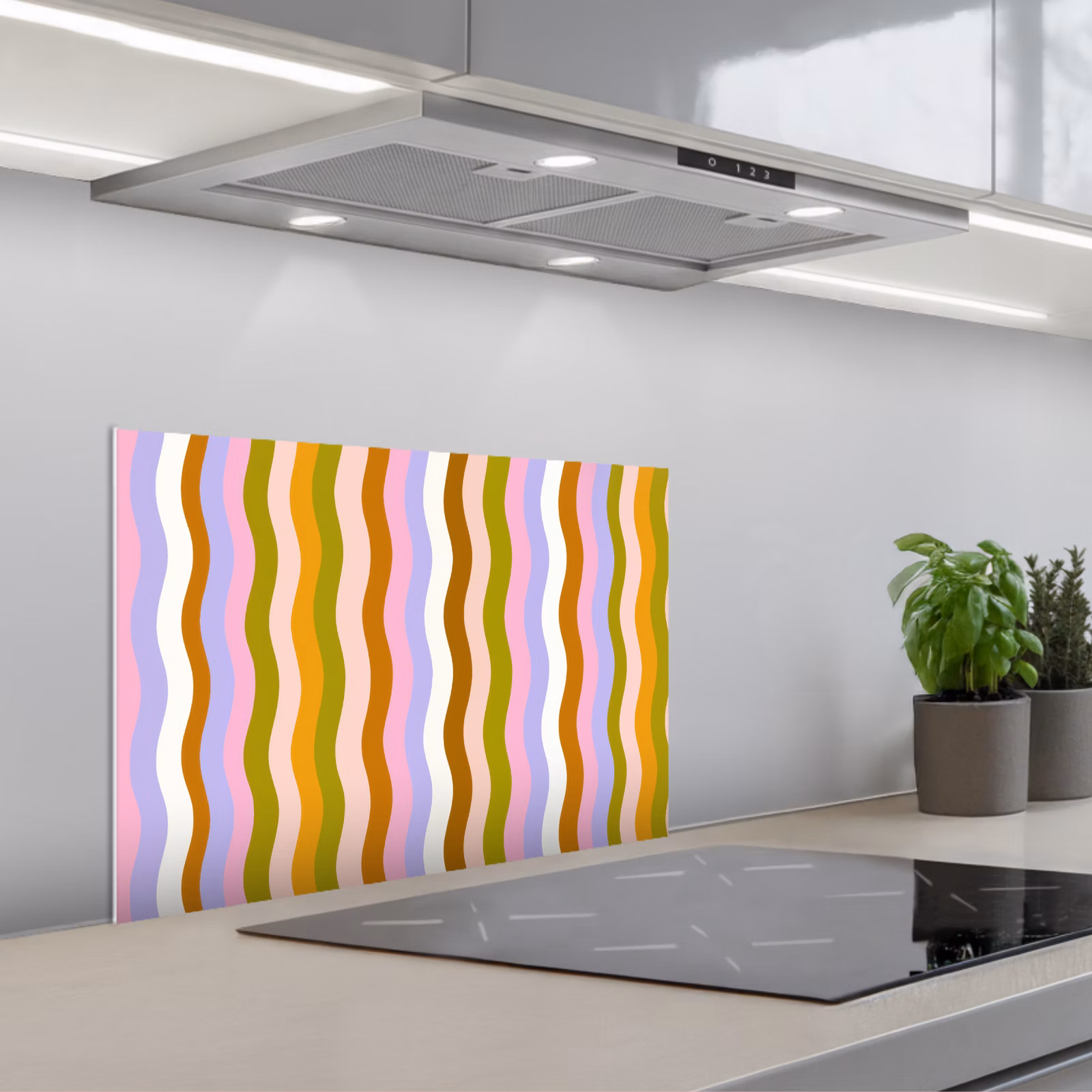 Paraschizzi cucina - linee - Onde - Colori pastello - Modello — 1