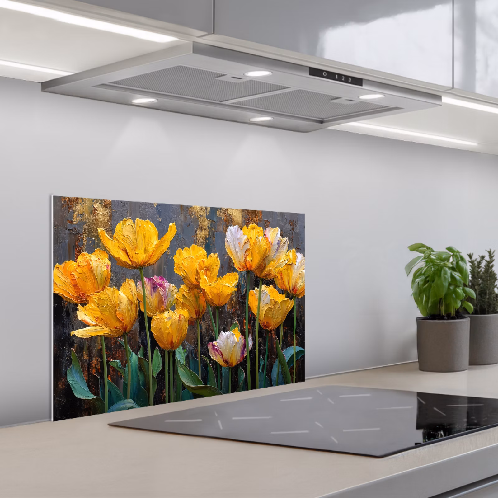 Paraschizzi cucina - Tulipani - Giallo - Pennellate - Astratto — 1