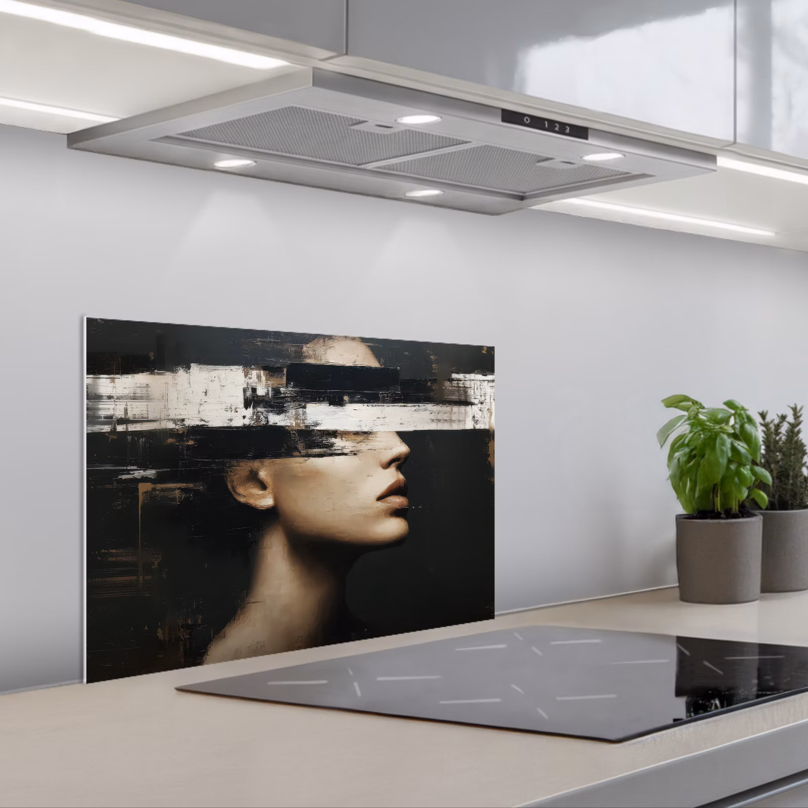 Paraschizzi cucina - Volto - Donna - Nero - Astratto — 1