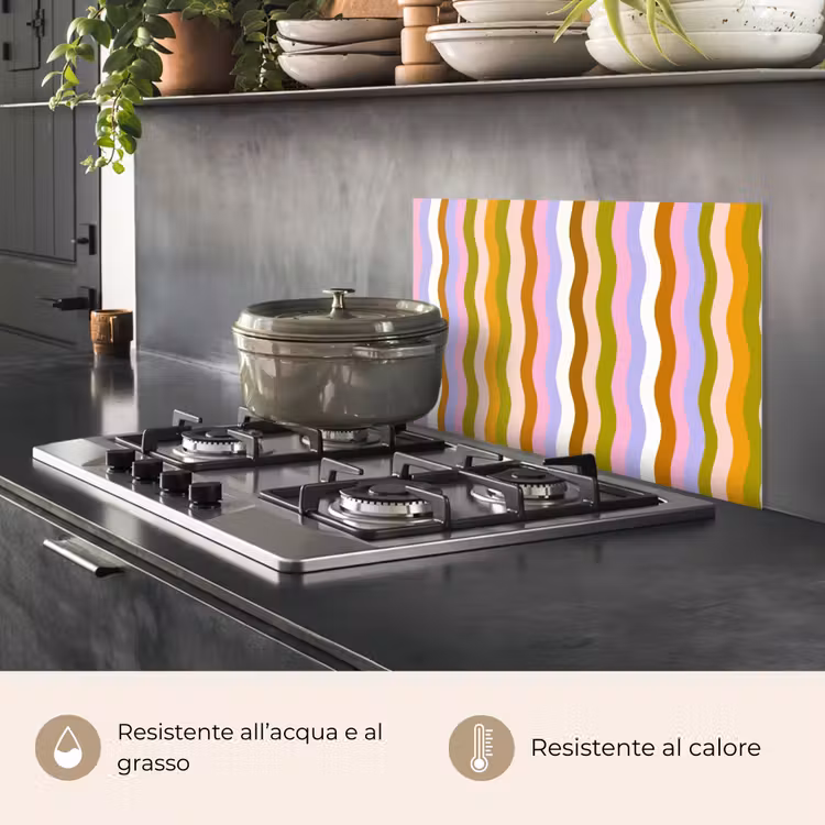 Paraschizzi cucina - linee - Onde - Colori pastello - Modello — 2