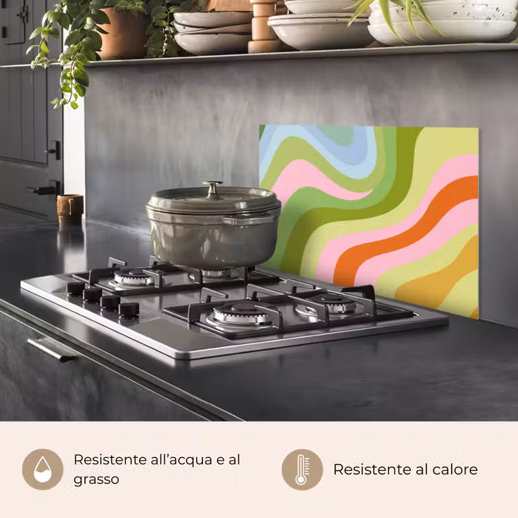 Paraschizzi cucina - Linee - Tinte pastello - Onde — 2