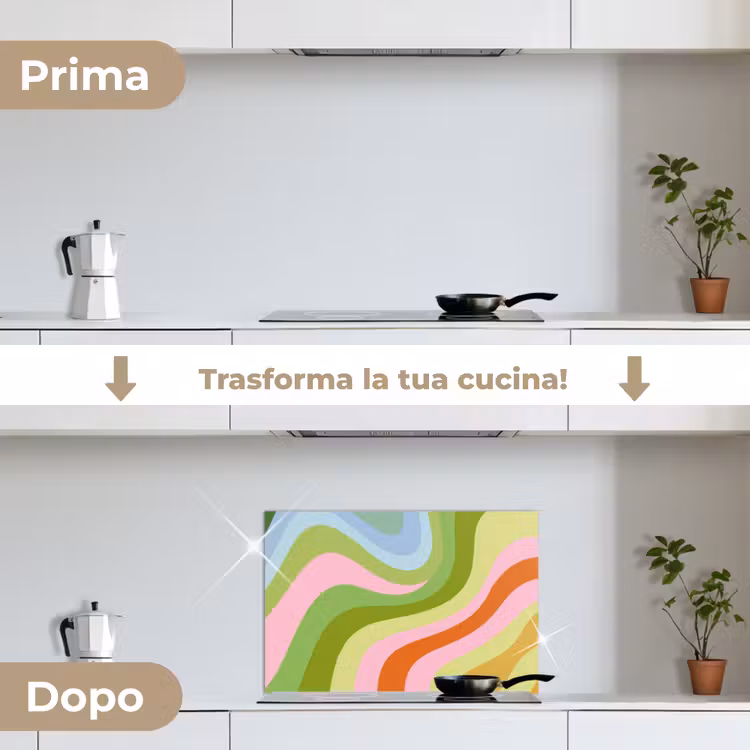 Paraschizzi cucina - Linee - Tinte pastello - Onde — 7