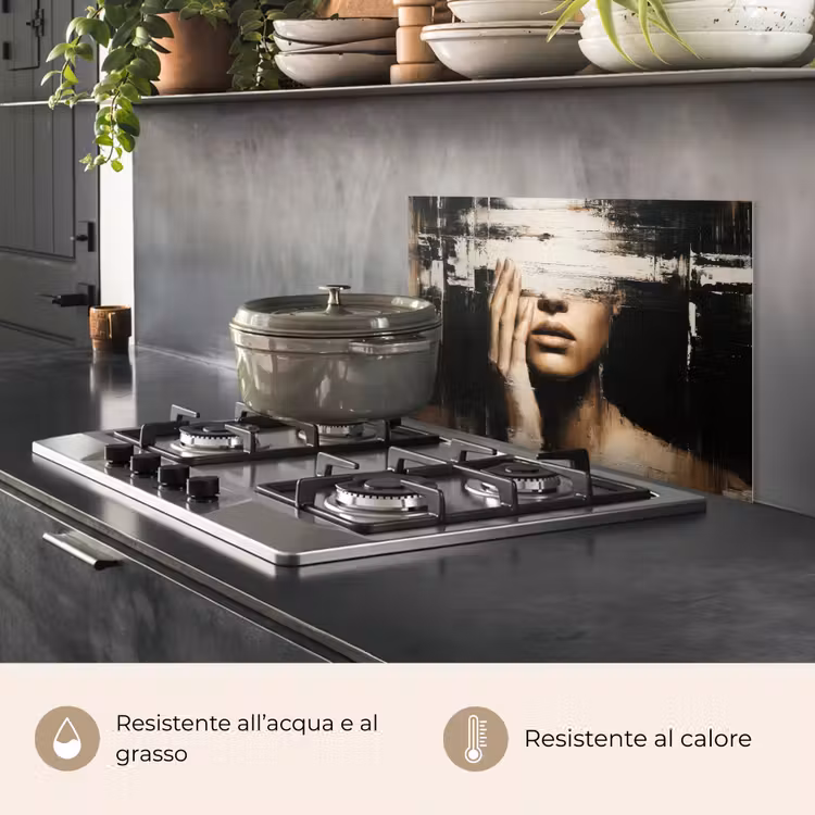 Paraschizzi cucina - Mano - Volto - Strisce - Astratto — 2