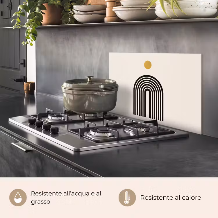 Paraschizzi cucina - Minimalista - Fiocco nero - Cerchio d'oro — 2