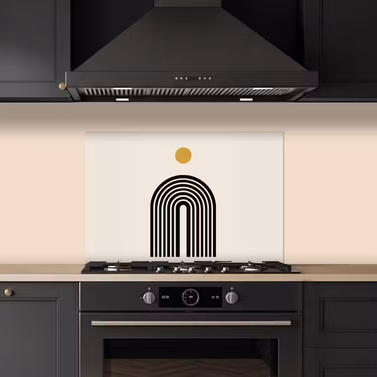 Paraschizzi cucina - Minimalista - Fiocco nero - Cerchio d'oro — 5