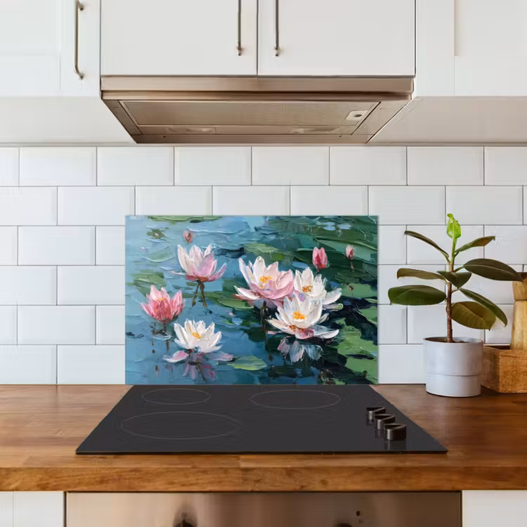 Paraschizzi cucina - Ninfee - Fiori - Rosa - Acqua — 3