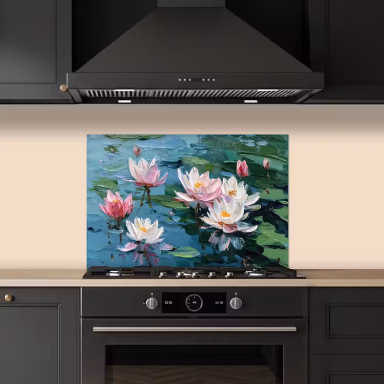 Paraschizzi cucina - Ninfee - Fiori - Rosa - Acqua — 5