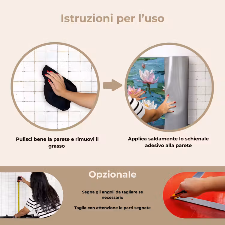 Paraschizzi cucina - Ninfee - Fiori - Rosa - Acqua — 6