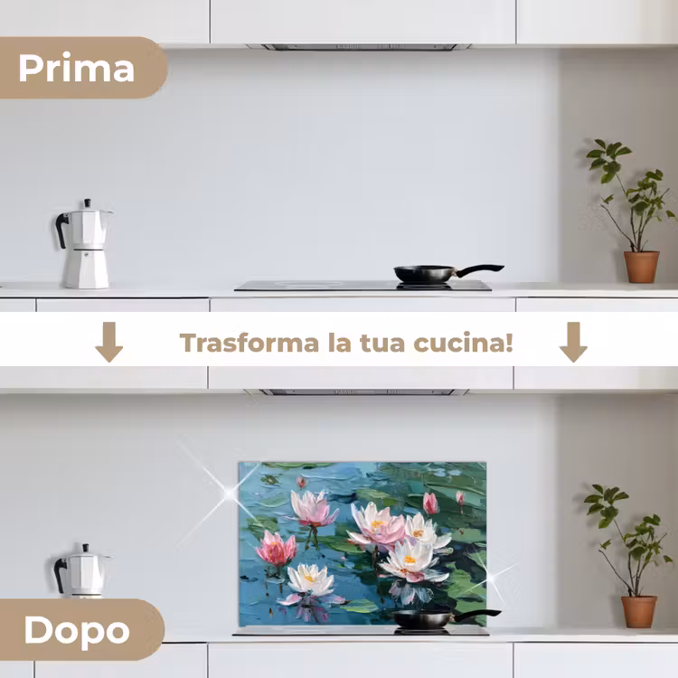 Paraschizzi cucina - Ninfee - Fiori - Rosa - Acqua — 7