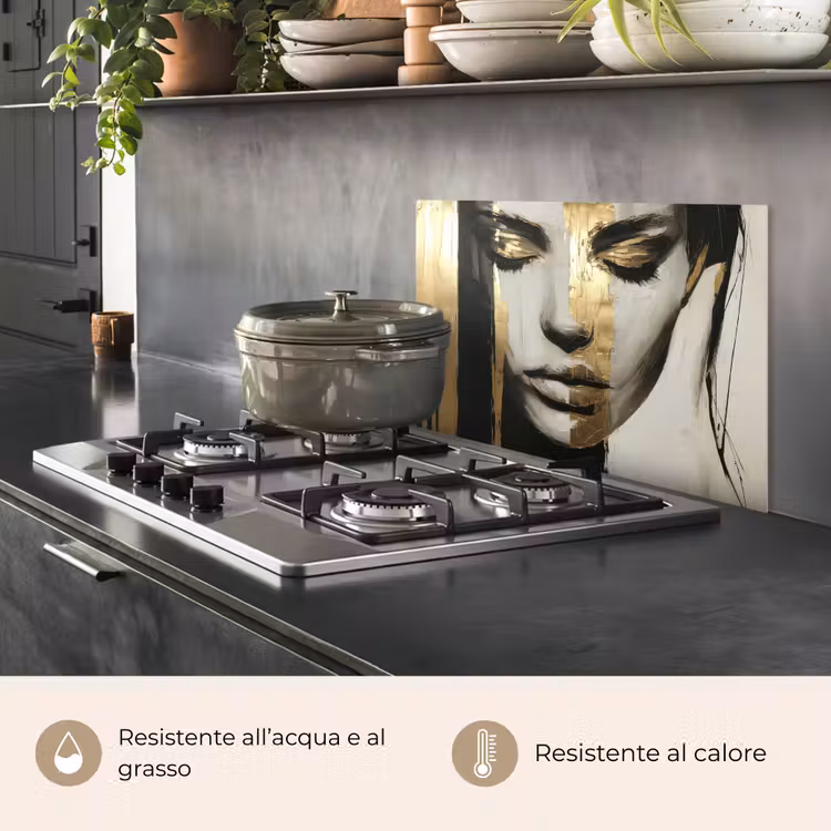 Paraschizzi cucina - Occhi - Viso - Oro - Strisce — 2