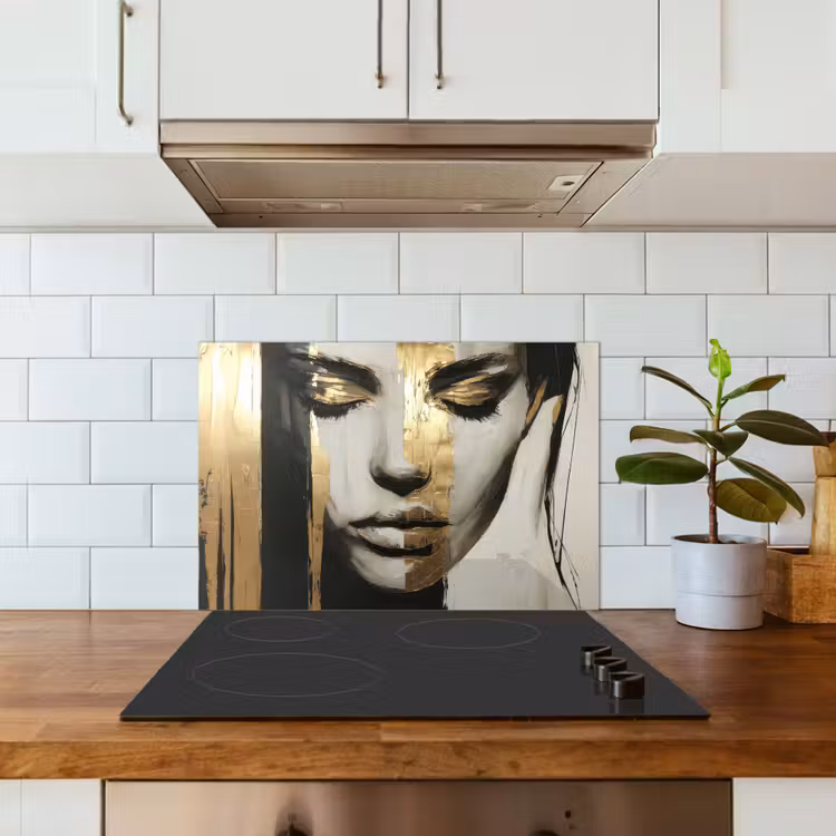 Paraschizzi cucina - Occhi - Viso - Oro - Strisce — 3