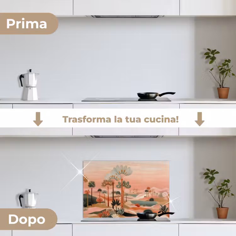Paraschizzi cucina - Paesaggio rosa - Palme - Acqua — 7