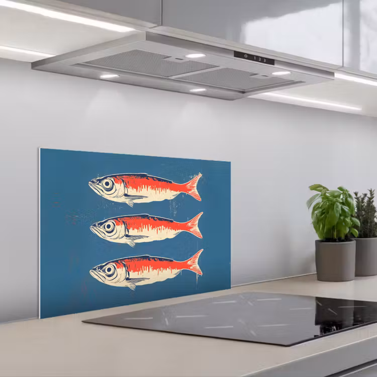 Paraschizzi cucina - Pesci - Rosso - Blu — 1