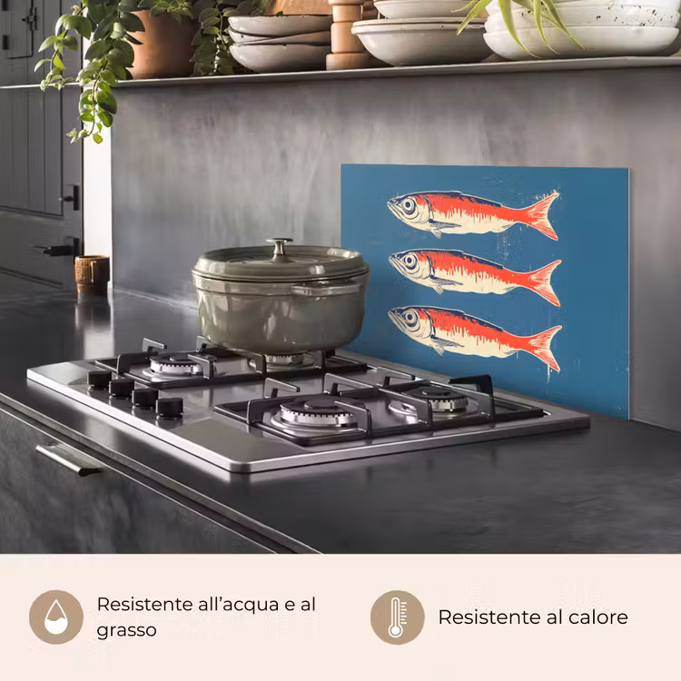 Paraschizzi cucina - Pesci - Rosso - Blu — 2