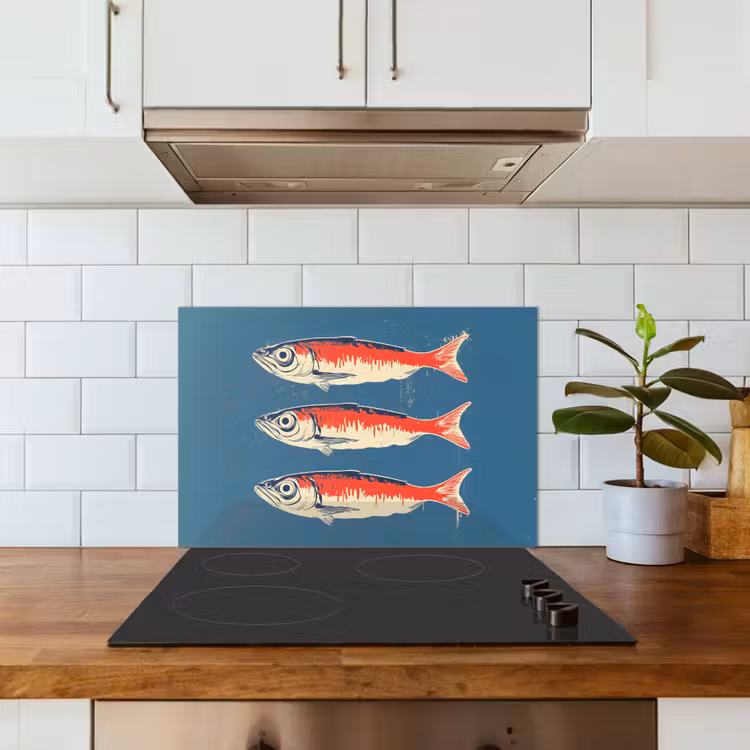 Paraschizzi cucina - Pesci - Rosso - Blu — 3