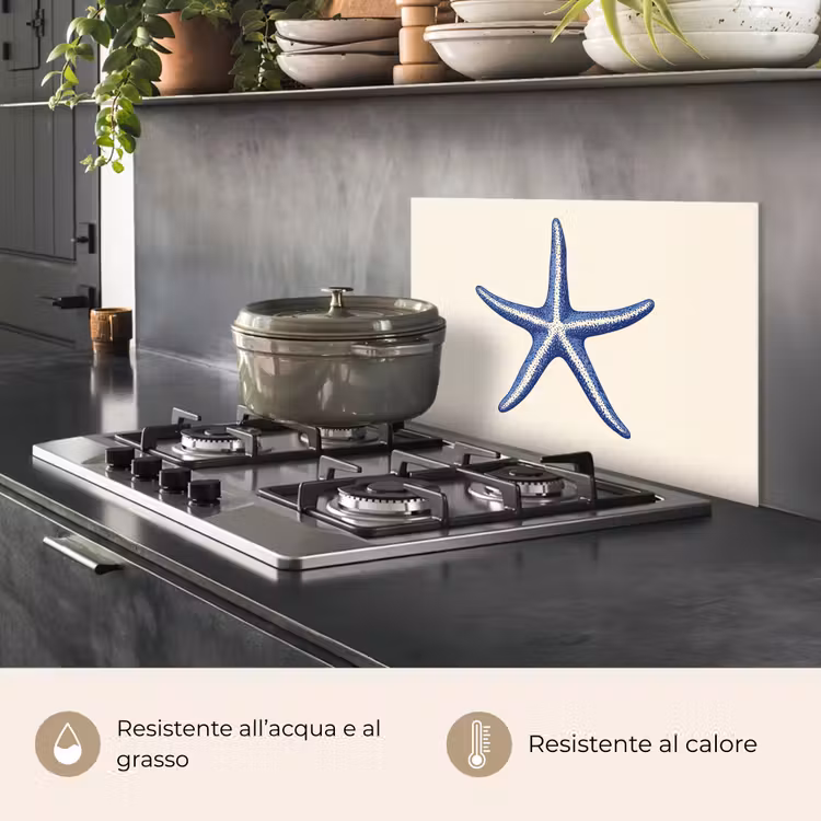 Paraschizzi cucina - Stella marina blu - Minimalista - Beige — 2