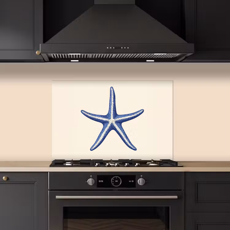 Paraschizzi cucina - Stella marina blu - Minimalista - Beige — 5