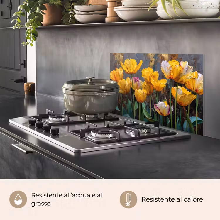 Paraschizzi cucina - Tulipani - Giallo - Pennellate - Astratto — 2