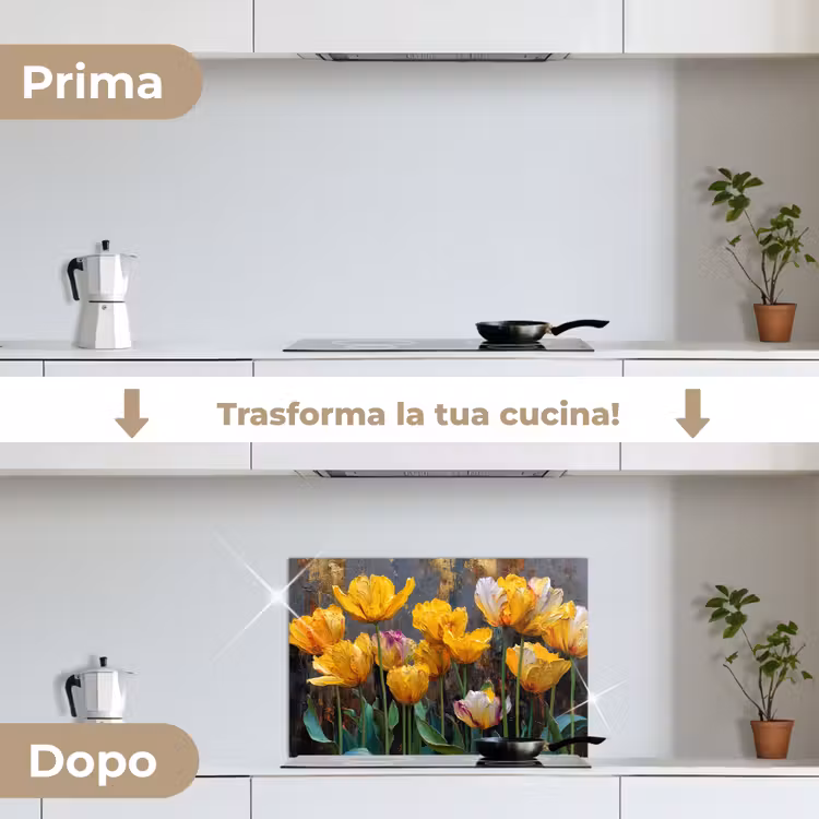 Paraschizzi cucina - Tulipani - Giallo - Pennellate - Astratto — 7