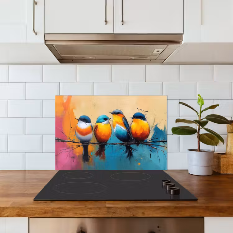 Paraschizzi cucina - Uccelli - Colorato - Ramo - Astratto — 3