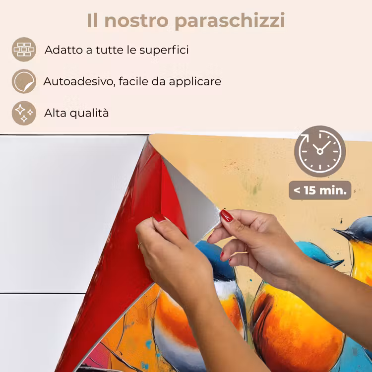Paraschizzi cucina - Uccelli - Colorato - Ramo - Astratto — 4