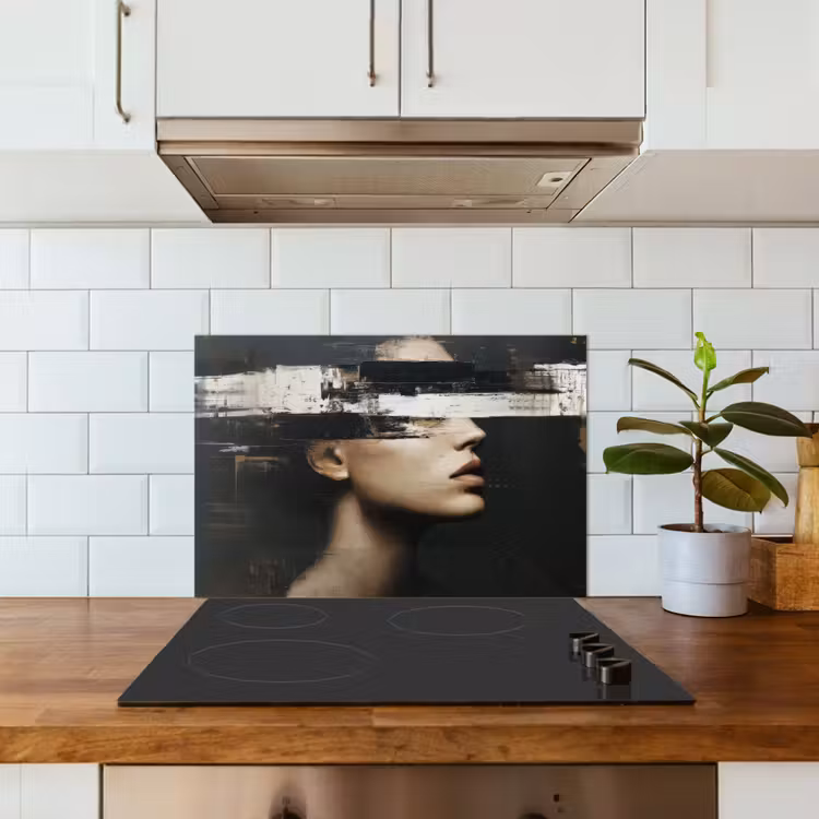 Paraschizzi cucina - Volto - Donna - Nero - Astratto — 3