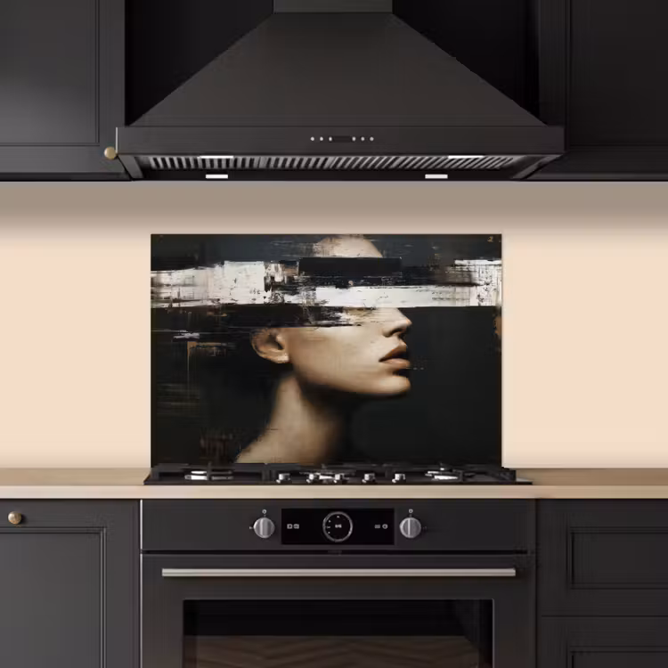 Paraschizzi cucina - Volto - Donna - Nero - Astratto — 5
