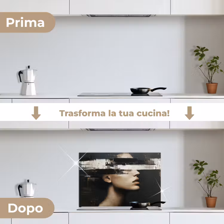 Paraschizzi cucina - Volto - Donna - Nero - Astratto — 7