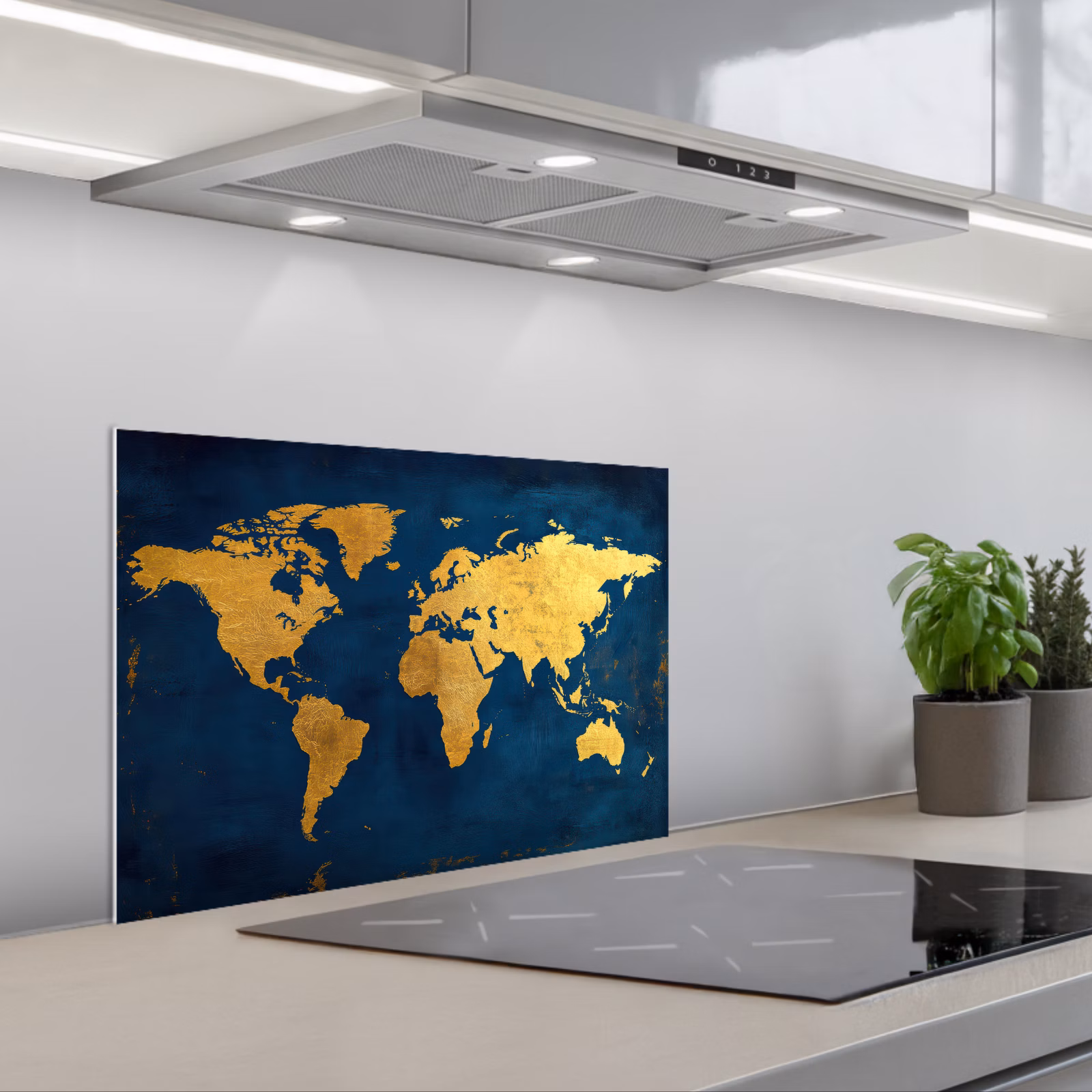 Paraschizzi cucina - Mappa del mondo - Oro - Blu scuro — 1