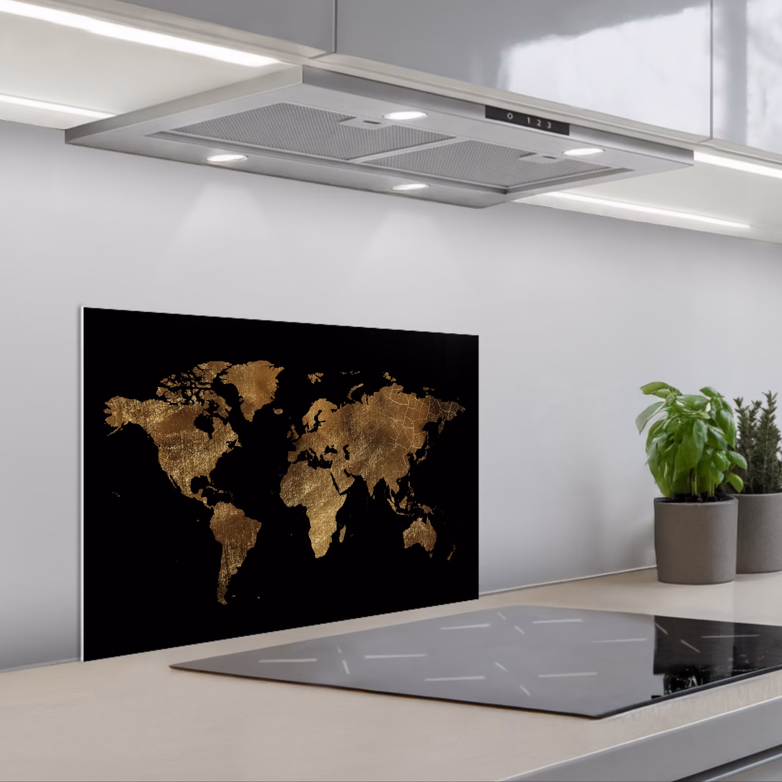Paraschizzi cucina - Mappa del mondo - Oro - Lusso - Terra - Nero — 1