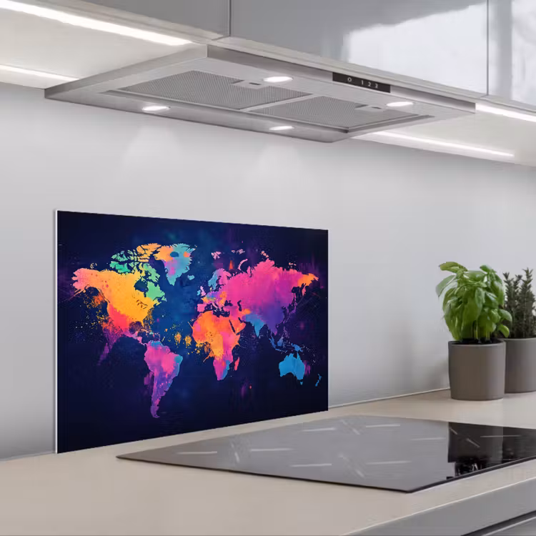 Paraschizzi cucina - Mappa del mondo - Colorato - Graffiti — 1